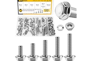 105Pcs M8x1.25 Bolt x 16/20/25/30/35mm Flanged Hex Head M8 Bolt, M8 Screws 304 Stainless Steel Nuts and Bolts Assortment Kit, DIN 6921, Serrated Metric Bolt Assortment by Mywish