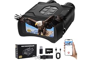 DEROWERN Night Vision Goggles - 5K Night Vision Binoculars for Adults, 10X Digital Zoom, 4'' UHD IPS Screen and 64GB TF Card for Photos and Videos Perfect for Outdoor Camping and Wildlife Observation