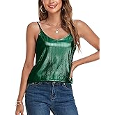 VIDUSSA Womens Tank Tops V Neck Sparkle Cami Top Sleeveless Shirts Blouses