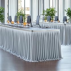 Partisky Gray Polyester Table Skirt for Rectangle