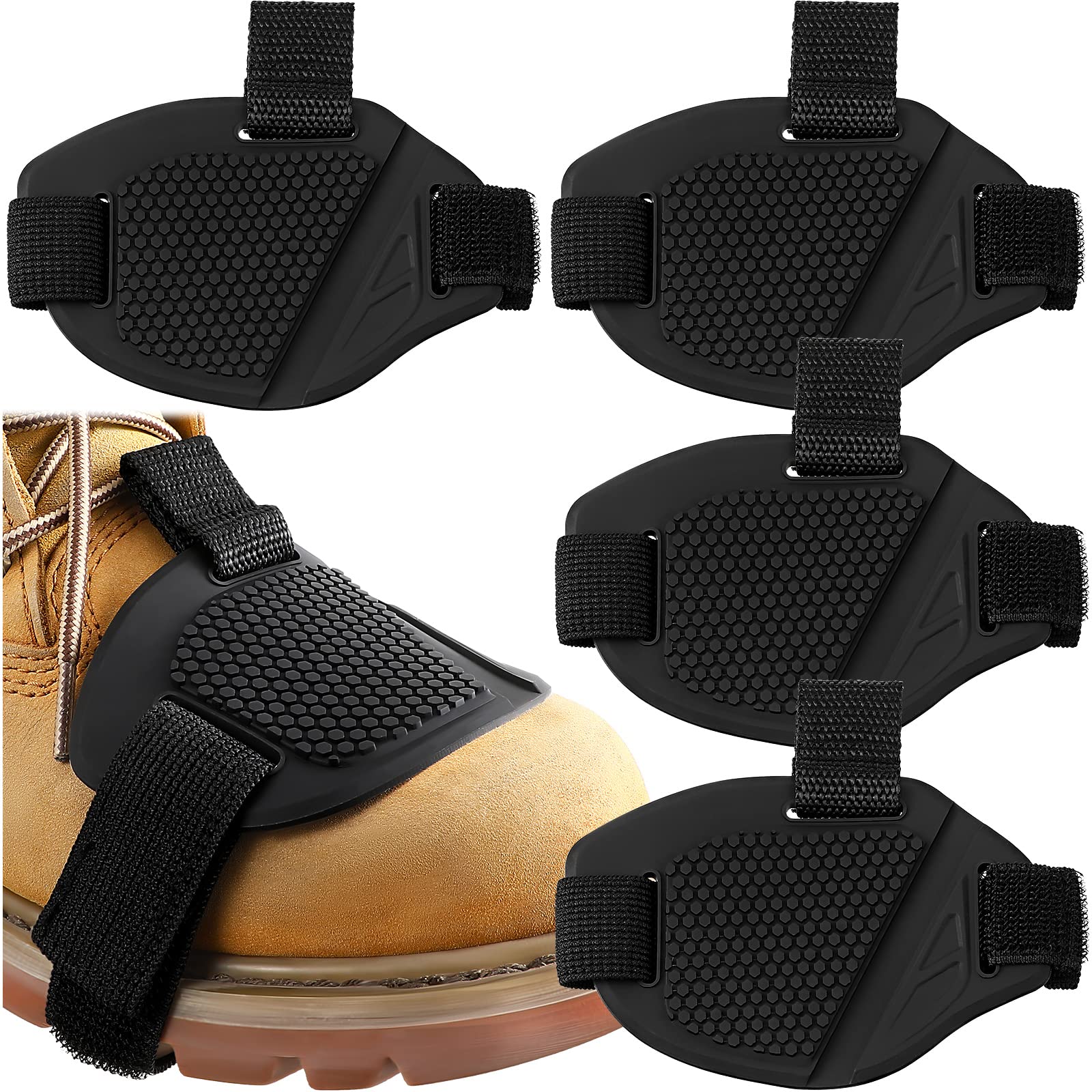Photo 1 of Frienda 4 Pieces Motorcycle Shifter Pad Boot Cover Black Motorcycle Shoe Cover Rubber Shoe Protector Pads for Men Women Gear Accessories