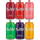 bubly Sparkling Water, 6 Flavor Variety Pack, 12 Fl Oz Cans (Pack of 18) | Zero Sugar, Zero Calories, Seltzer Water