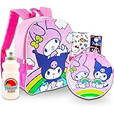 My Melody & Kuromi Backpack and Lunch Box Set for Girls - Bundle with 16” My Melody & Kuromi Backpack, Lunch Bag, Water Bottle, Stickers, More | Hello Kitty and Friends Backpack Set