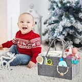 Yueshop Grey Felt Baby Diaper Caddy Nursery Storage Wipes Bag Nappy Organizer view 5