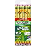 TICONDEROGA Pencils, Wood-Cased, Pre-Sharpened, Graphite #2 HB Soft, Yellow, 30-Pack (13830)