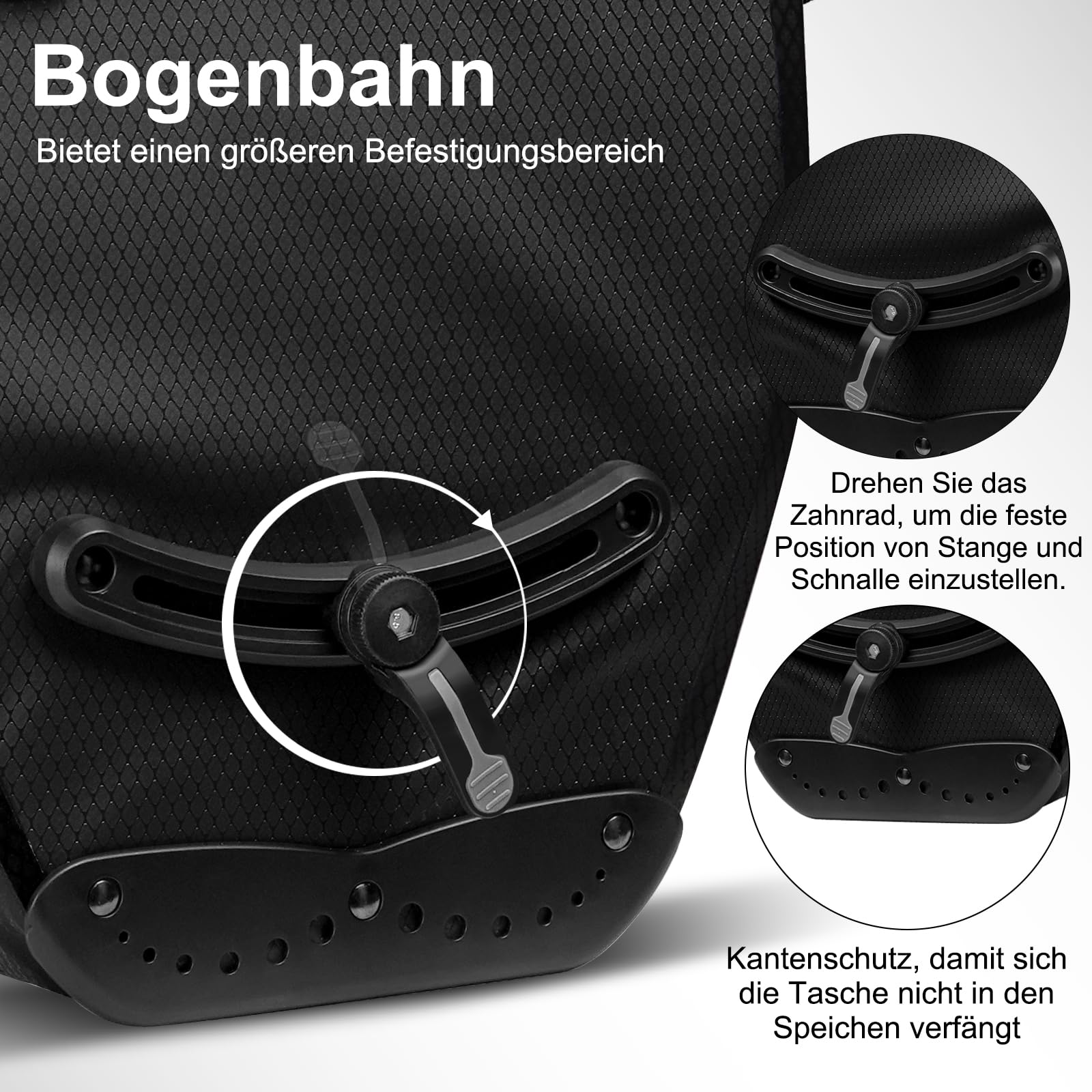 toptrek Fahrradtaschen für Gepäckträger, 23-28L Fahrradtasche Gepäckträger Wasserdicht, Gepäckträgertasche mit Reflektoren, Fahradtaschen Hinten Gepäckträger mit Tragegriff und Schultergurt 4