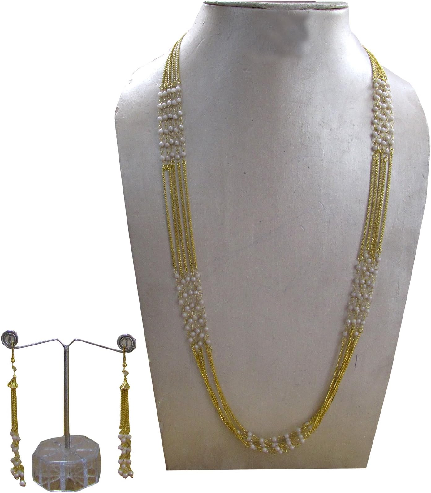 Shoppingover Indian Traditional Stone Studded Jewellery Necklace with Earrings Set for Women