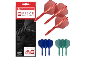 TARGET Darts K-Flex Integrated Dart Flights and Shafts, No.6, Kflex 9 Pack Bundle, K Flex 3 Colours | Black, White, Clear, Re