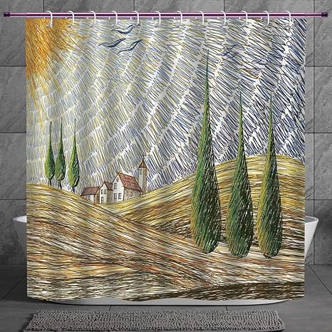 Polyester Shower Curtain 2 0 Tuscan Decor Van Gogh Style Italian
