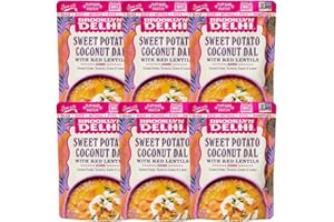 Brooklyn Delhi Sweet Potato Coconut Dal Pouches - Ready to Eat, Protein-Rich, Microwavable Entree, Ready in 90 Seconds - Vegan, Gluten Free, Non-GMO - 10oz, Pack of 6