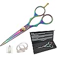 Hair Scissors for all Hair Types, 5.5 inch, Presentation Case & Tip Protector. Suitable for Hairdressers, Barbers, Professionals, Personal Use and for Beard or Moustache Trimming. Titanium