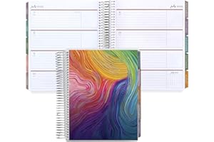 Erin Condren 7x9 Coiled Life Planner (July 2024 - June 2025) - Evolve Classic Cover, Horizontal Layout, Bold Blooms Theme, Platinum Coil