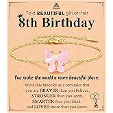 UNGENT THEM Happy 8th 9th 10th Birthday Gifts, You Make The World A More Beautiful Place Pink Butterfly Bracelet Bday Presents