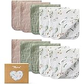 TILLYOU Muslin Burp Cloths Baby Boy Girl 20" x 10", 6-Layer Absorbent 100% Cotton Burping Cloths Large Soft, 10 Pack(Daisy)