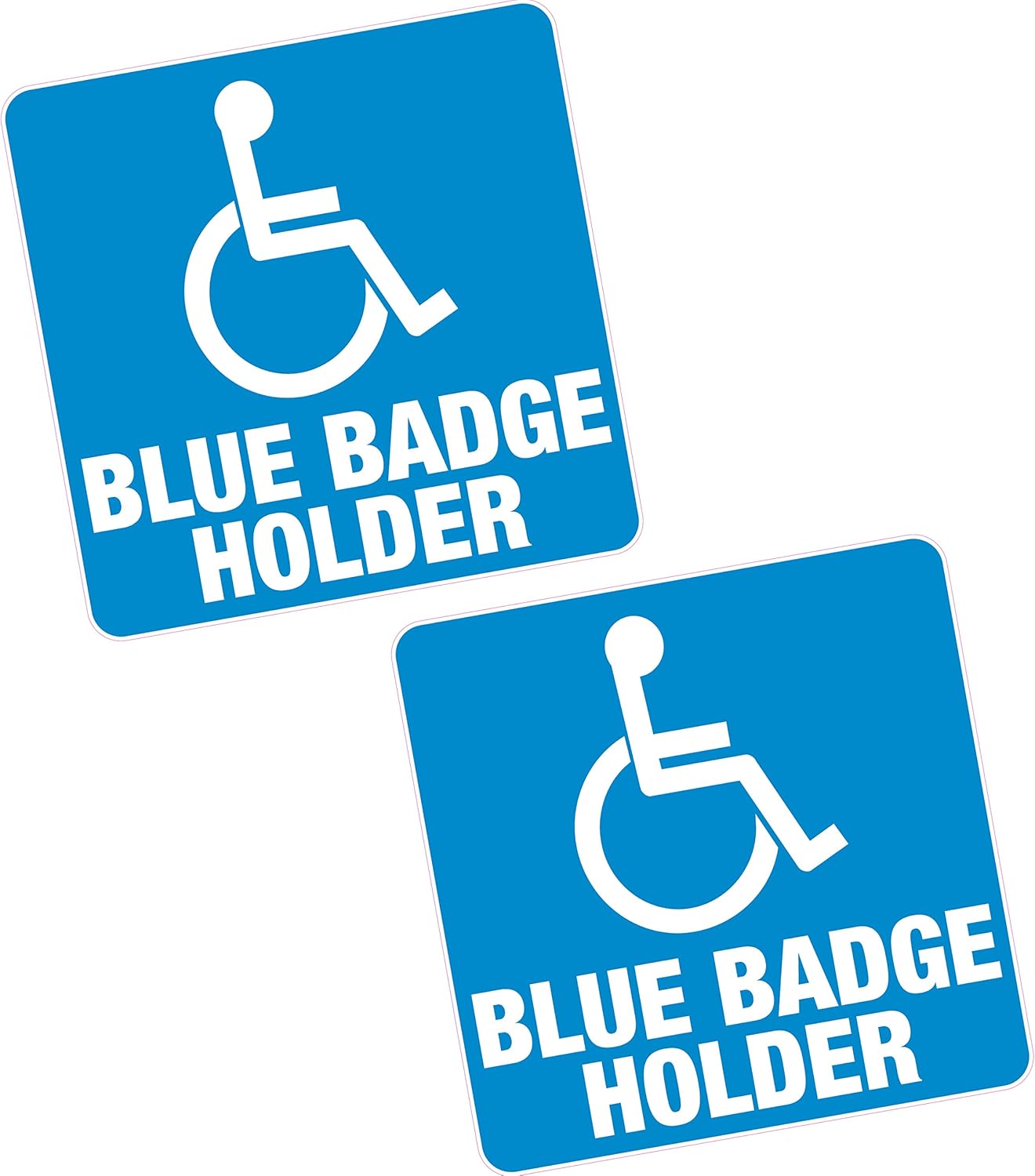 2 x Blue Badge Holder 4" 100mm Sq Vinyl Sticker Disabled Car Van Home