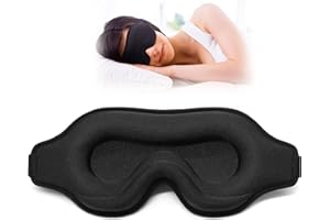 ALBATROSS HEALTH NEW ENGLAND Sleep Eye Mask for Side Sleeper, Lash Extensions 3D Contoured Cup Sleeping Mask for Men Women, Travel Blackout Night Blindfold Eye Shade Cover with Adjustable Strap (Black-Side Sleeper)
