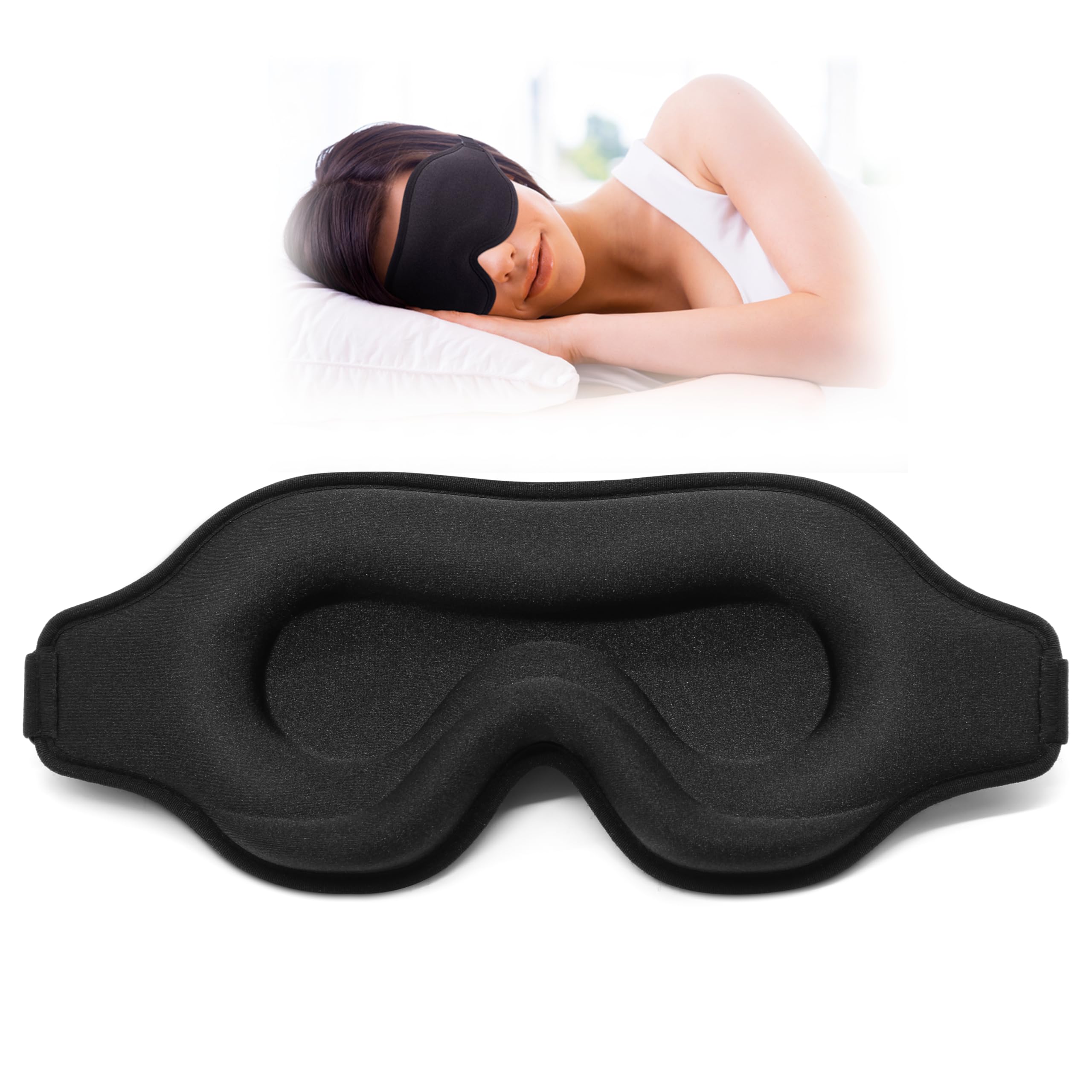 Photo 1 of Sleep Eye Mask for Side Sleeper, Lash Extensions 3D Contoured Cup Sleeping Mask for Men Women, Travel Blackout Night Blindfold Eye Shade Cover with Adjustable Strap (Black-Side Sleeper)