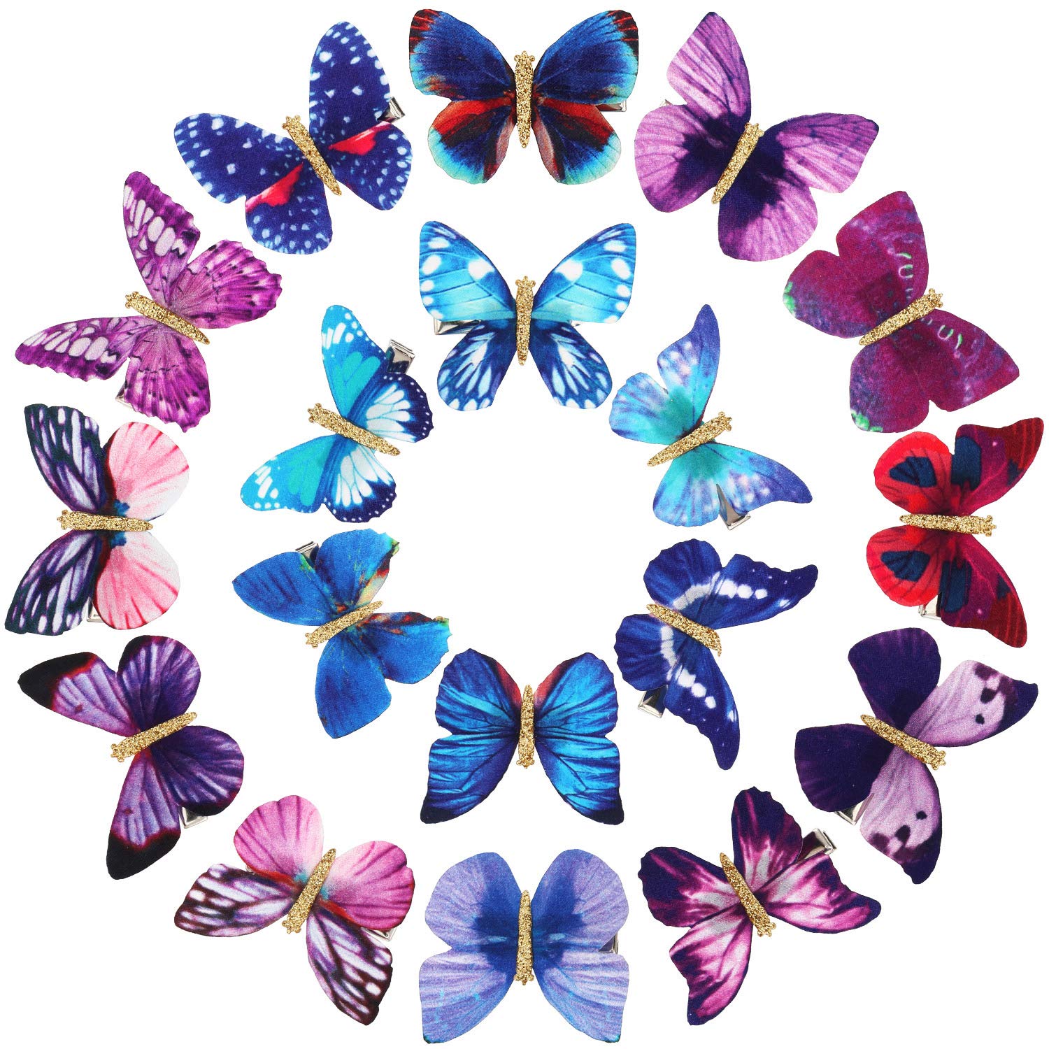 18 Pieces Glitter Butterfly Hair Clips for Teens Women Hair Accessories (Mysterious Styles)