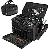 DULCE DOM Tactical Gun Range Bag for Handguns and Ammo, Firearm Rifle Pistol Case for Outdoor Hunting Shooting, Lockable Compartment, Additional Magazine Storage Slots
