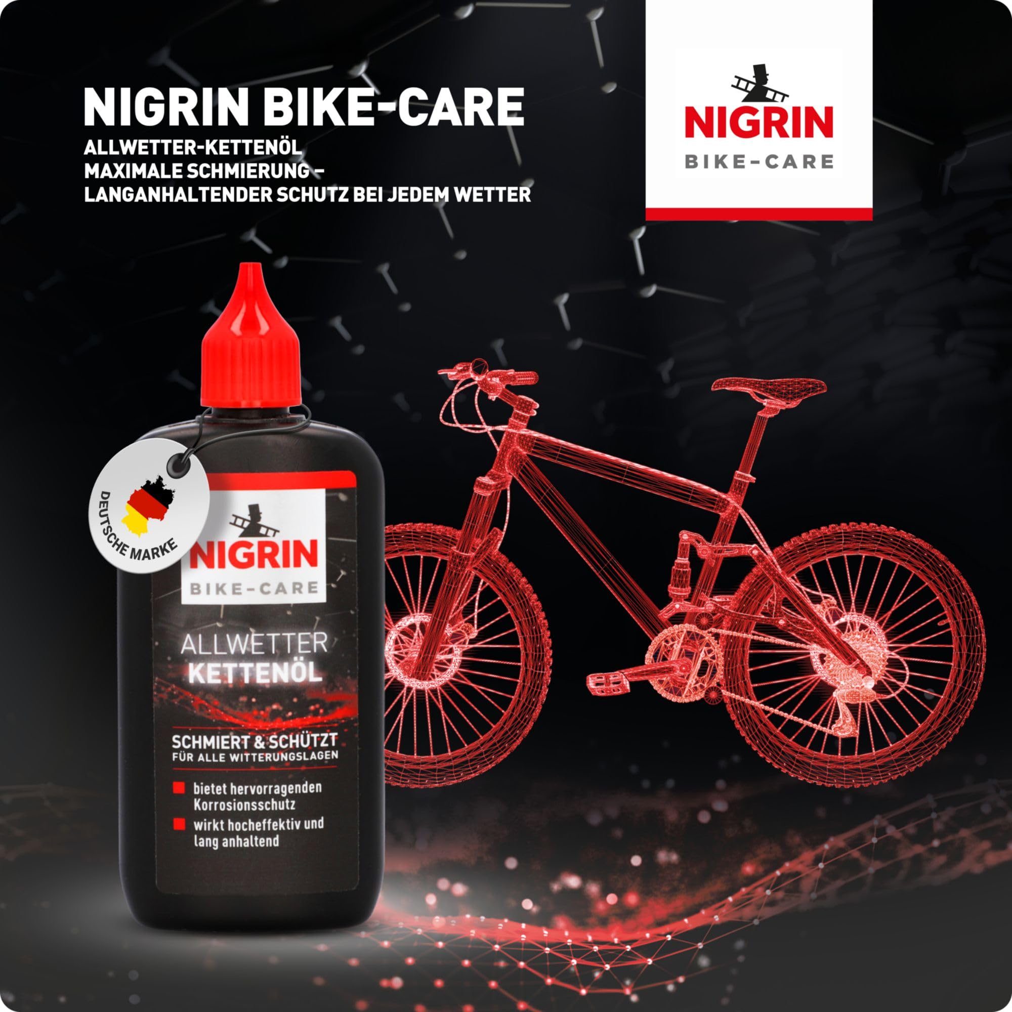 NIGRIN BIKE-CARE Allwetter-Kettenöl, 100 ml Flasche, Fahrradkettenöl, verringert Reibung, macht Fahrradketten leichtläufig 7