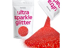 Hemway Premium Ultra Sparkle Glitter Multi Purpose Metallic Flake for Arts Crafts Nails Cosmetics Resin Festival Face Hair - Red - Microfine (1/256" 0.004" 0.1mm) 100g / 3.5oz