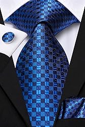 Hi-Tie 63'' Blue Ties for Men Extra Long Men's Ties