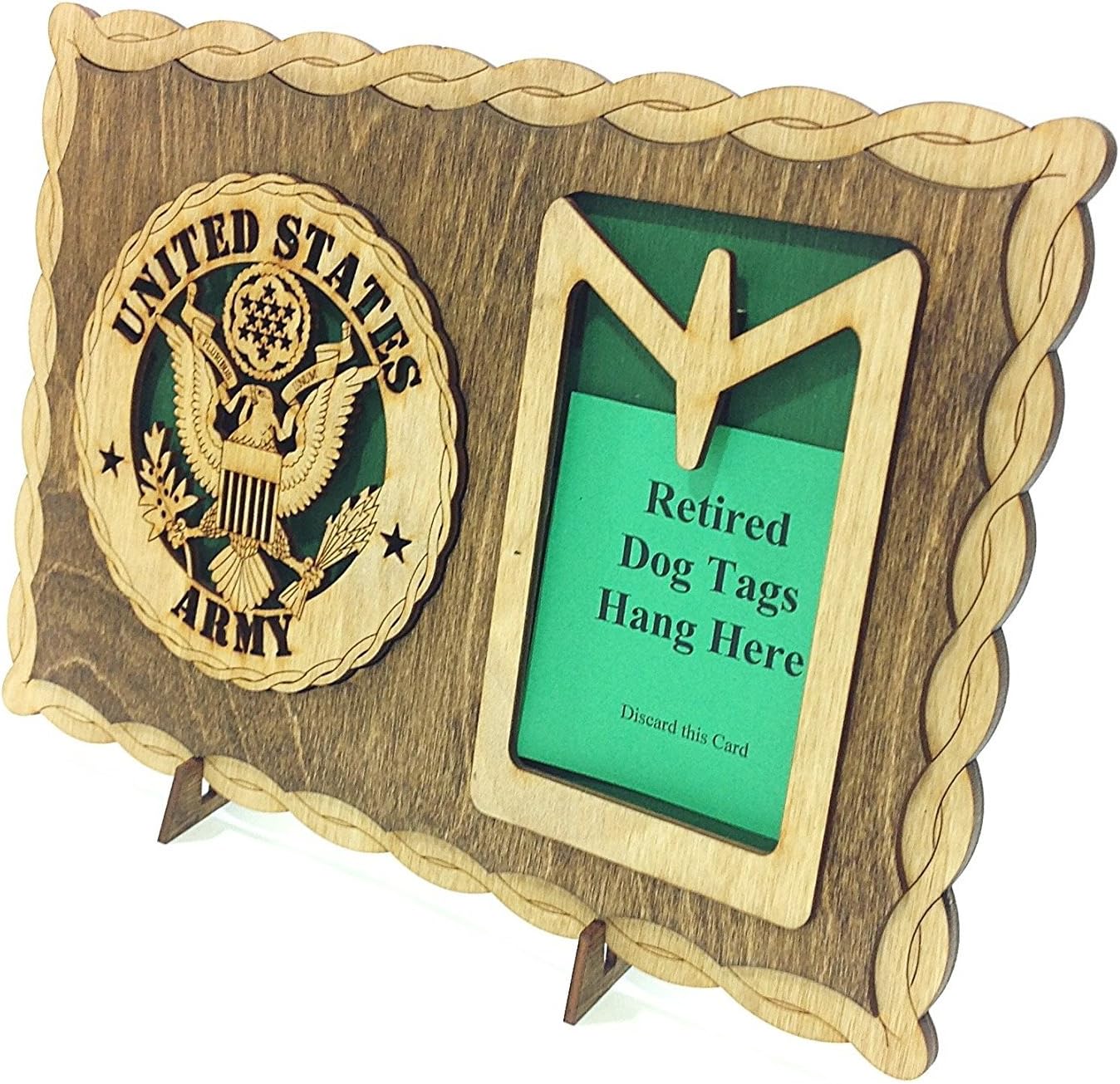 Army Custom Laser Crafted Wooden Dog Tag Holder Plaque