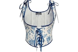 Scarlet Darkness Women Renaissance Underbust Corset Top Floral Fairycore Lace-up Boned Bodice