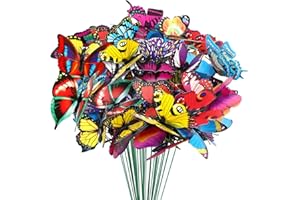 Augshy 75 PCS Butterfly Garden Decor Stakes, PVC Waterproof Gardening Art Butterfly Ornaments for Outdoor Yard Lawn Home Deco