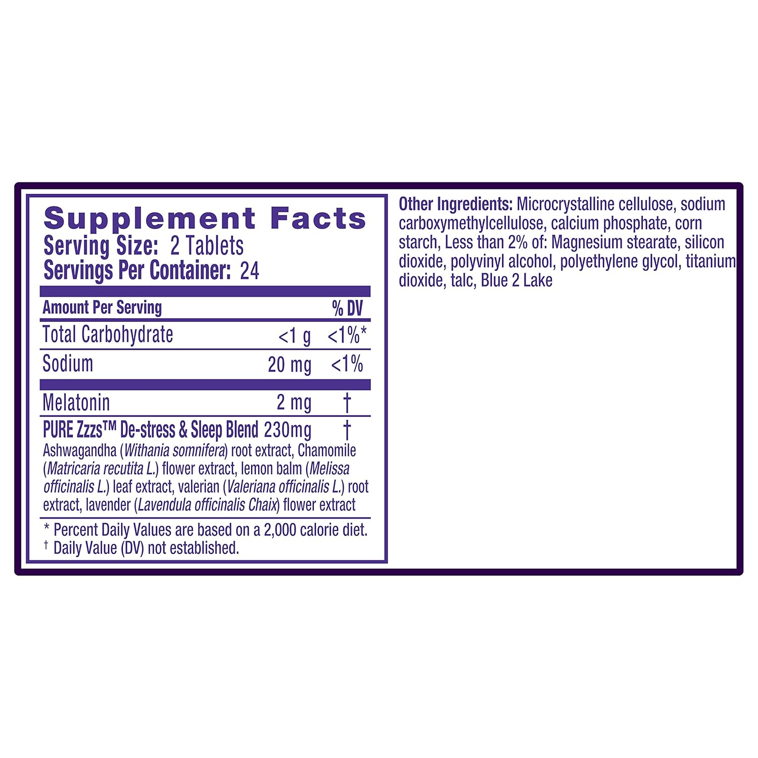 Amazon.com: Vicks PURE Zzzs De-Stress & Sleep Melatonin Sleep Aid tablets with Ashwagandha, Chamomile, Lavender, & Valerian Root, 1mg per tablet, ...