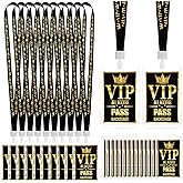FIONUPI VIP Badge Lanyards Plastic Clear VIP Backstage Pass Cards Bulk with Black Breakaway Lanyard for Quince Concert Event Birthday Award Movie Night Party Organizer (25)