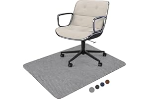 PLACOOT Corduroy Office Chair Mat for Hardwood Floor, 55"x35" Desk Chair Rug for Rolling Chair, Large Anti-Slip Backing Low-Pile Rug Floor Mat for Office/Home Light Grey