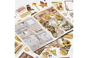 Lot de 200 autocollants esthétiques de la nature vintage pour scrapbooking - Kit d'éphémère - Papillons et floraux - Autocoll