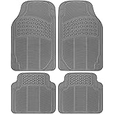BDK All Weather Rubber Floor Mats for Car SUV & Truck - 4 Pieces Set (Front & Rear), Trimmable, Heavy Duty Protection (Grey), 1 Count (Pack of 1)