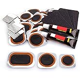 Bike Tire Repair Kits - Bycicle Inner Tube Puncture Patch Kit with 24PCS Vulcanizing Patches,Sandpaper,Metal Rasp,Portable St