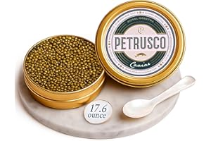 PETRUSCO Royal Ossetra - Premium Black Caviar - Fresh Gourmet Sturgeon Fish Roe in a Sealed Metal Tin 500g (17.6oz) - Rich, Buttery Flavor, Sustainably Sourced and Perfect for Fine Dining