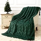 Heirloom Haven Christmas Throw Blanket 50x60 Inch,Green 3D Xmas Tree Winter Dual Sided Soft Fluffy Plush Faux Fur Jacquard Blanket for Bed Sofa Couch Room Decor Christmas Birthdays Gifts