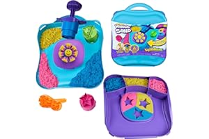 Kinetic Sand, SquishMotion with 1lb Pink, Yellow & Blue Play Sand, Stamper & 5 Tools, Storage Case, Sensory Toys for Kids Age