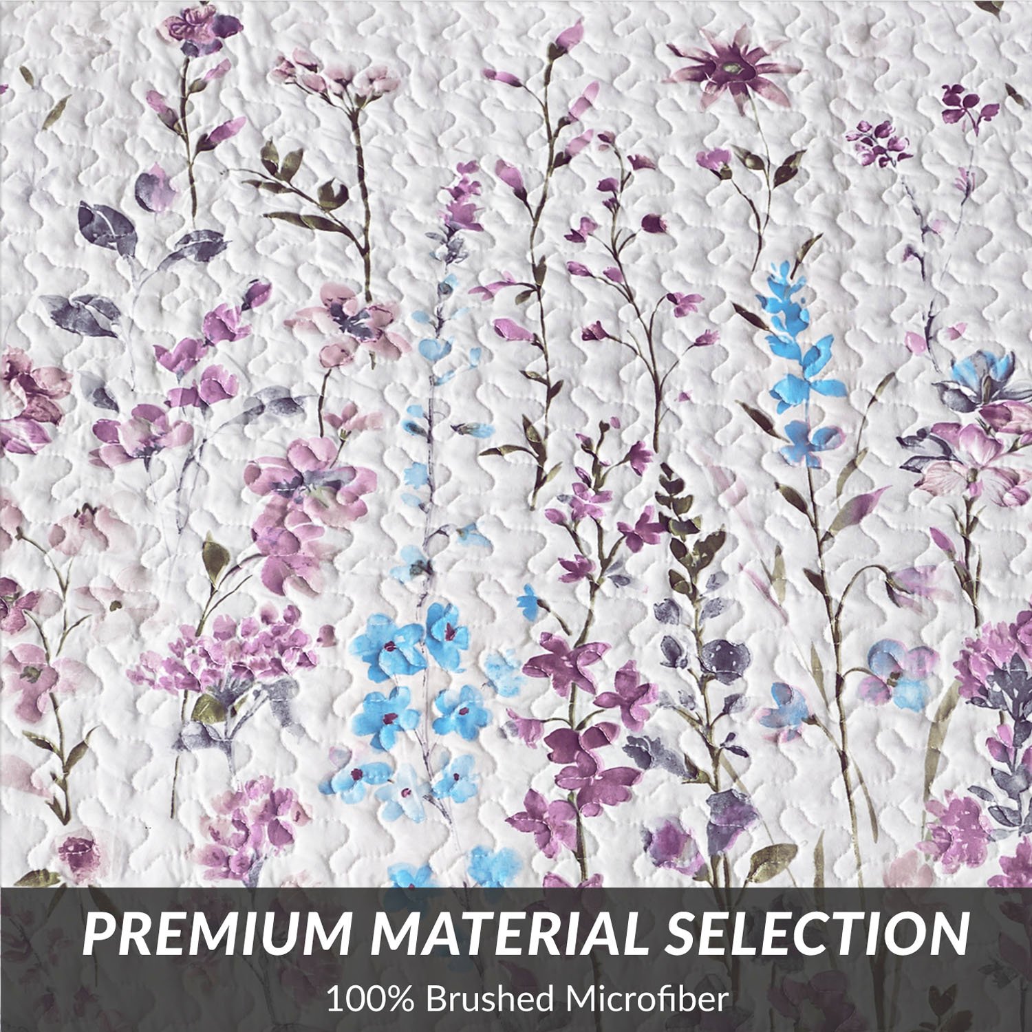 Bedsure Copriletto Trapuntato Floreale Stampato 240x260cm - Trapunta copriletto Microfibra Leggera con Motivo Floreale