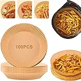 Nialnant 100PCS Large Size Air Fryer Paper Liners,7.9in Disposable Paper Liner for Air Fryer,Oil-Proof Water-Proof,Food Grade