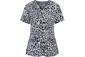 OIOLOYJM Plus Size Scrubs for Women Nurse Gifts Printed Scrub Tops Women Medical Nursing Tops Stretchy Scrub Shirts for Women
