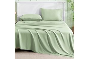 INFIIXSO Full Sheet Set Sage Green - 100% Rayon Derived from Bamboo, 4 Pieces Cooling Sheets Set, Deep Pocket up to 16", Soft Silky Luxury Bedding Sheets & Pillowcases