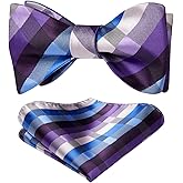 Bow Ties for Men Check Plaid Self Tie Bow Tie and Pocket Square Bowtie Formal Tuxedo Wedding Bowties Handkerchief Set