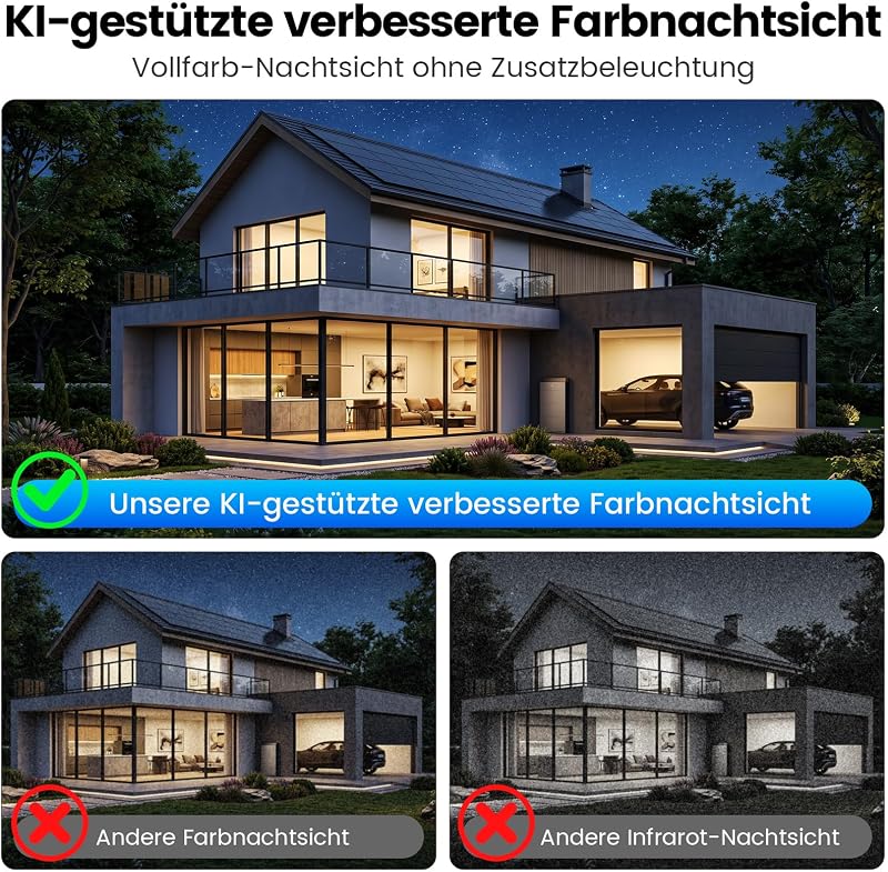 2K 3MP Überwachungskamera Aussen Akku-Kostenloser Cloud-Speicher,Magnetische Montage Überwachungskamera außen 5GHz&2,4GHz WLAN,Personen-/Bewegungserkennung,KI-gestützte verbesserte Farbnachtsicht