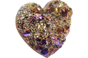 Amogeeli Titanium Coated Natural Rock Crystal Cluster Heart Love Stone Decoration for Wedding Engagement