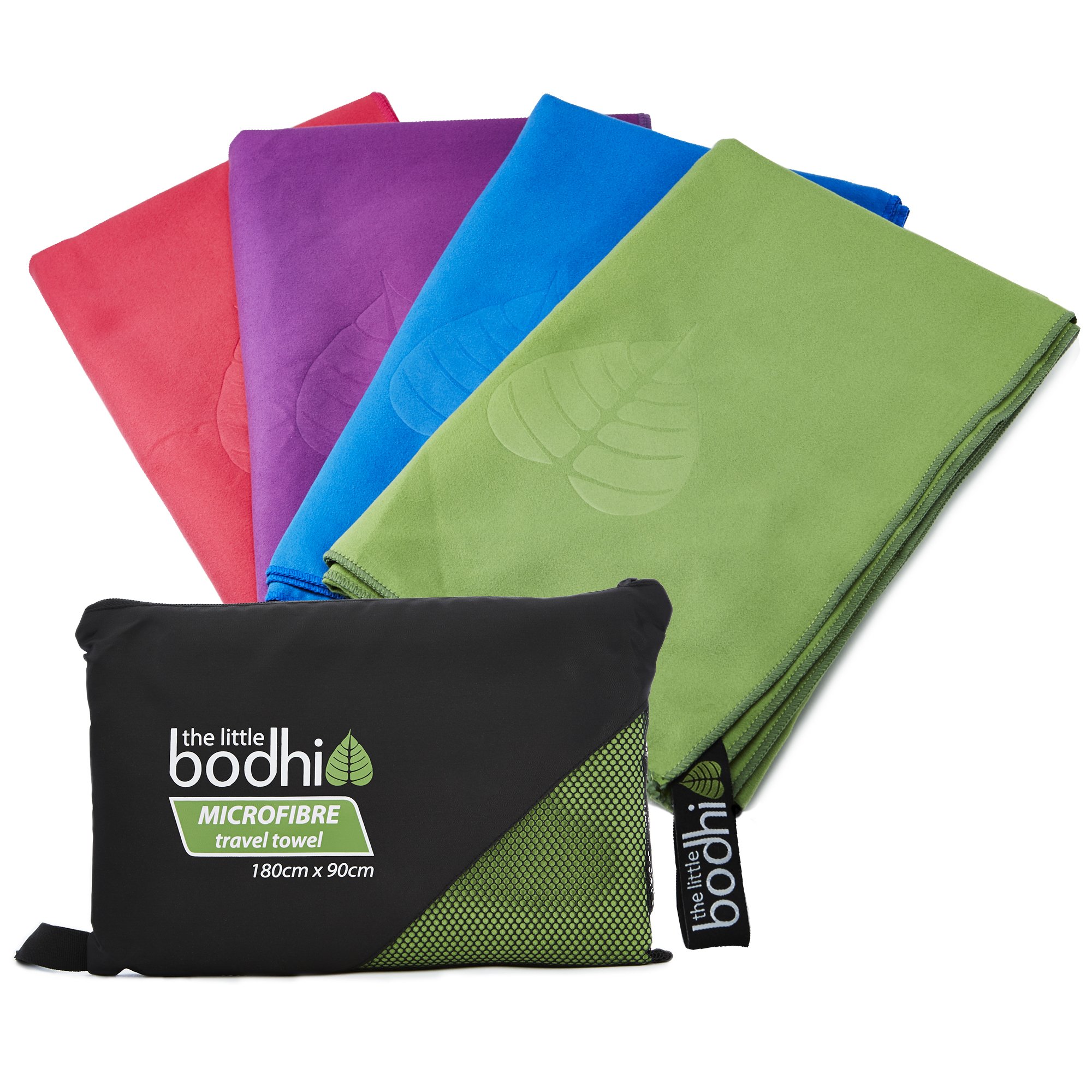 The Little Bodhi Microfiber travel towel, 180 cm x 90 cm, packtowl/camping towels, microfibre travel towel, green — image 1