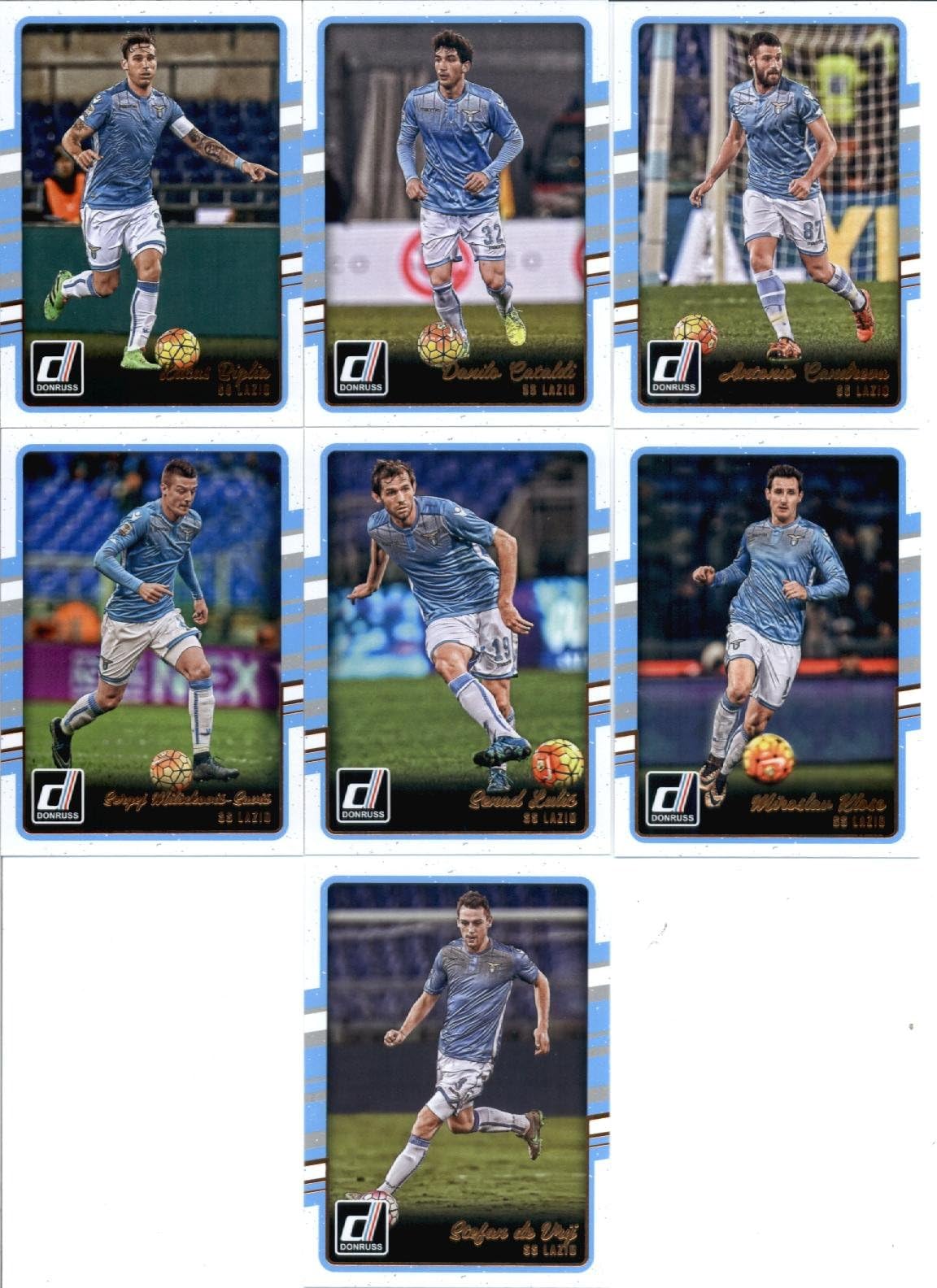2016 Donruss Soccer SS Lazio Team Set of 7 Cards in 4-Pocket Collector's Album: Antonio Candreva(#163), Danilo Cataldi(#164), Lucas Biglia(#165), Miroslav Klose(#166), Senad Lulic(#167), Sergej Milinkovic-Savic(#168), Stefan de Vrij(#169)