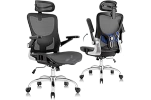 MARRAP Ergonomic Office Chair，Mesh Seat Cushion with 3D Armrests and 3D Headrest, Adjustable Lumbar Support with Rocking Function, SGS Class 4 Gas Clylinder，Black