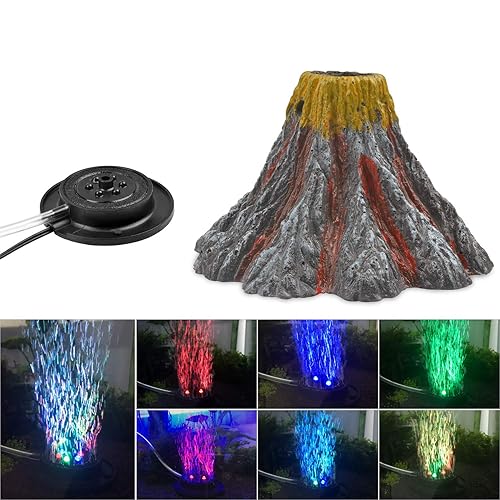 NICREW Aquarium Volcano Ornament Kit, Air Bubbler Decorations for Fish