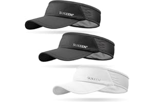 Sukeen 3 Pack Sports Sun Visor Men Women Lightweight Packable Cooling Stretchy Visor Hat for Running, Tennis, Golf